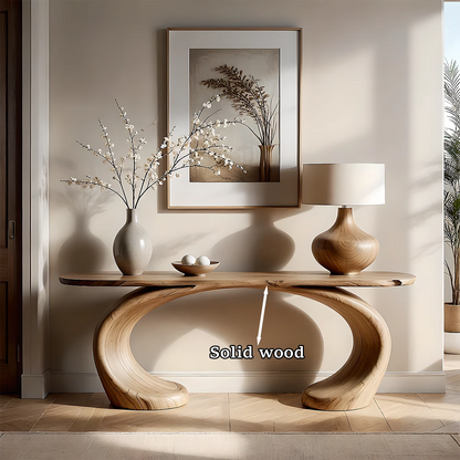 Luxury oak console table with organic loop legs