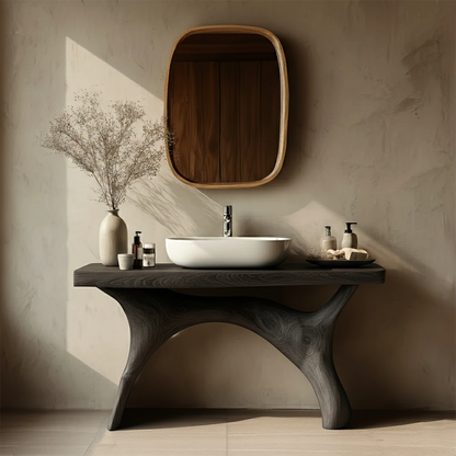 Luxury oak bathroom vanity organic furniture design