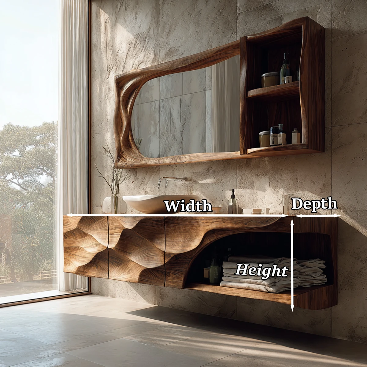 High end sculpted wood vanity – high end wood bathroom vanity