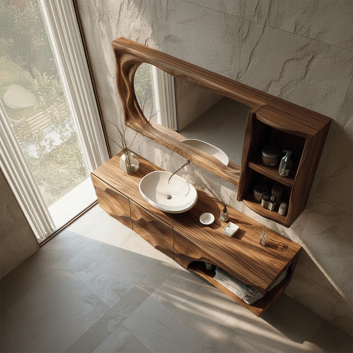 Luxury carved wood bathroom cabinet – luxury wood bathroom vanity