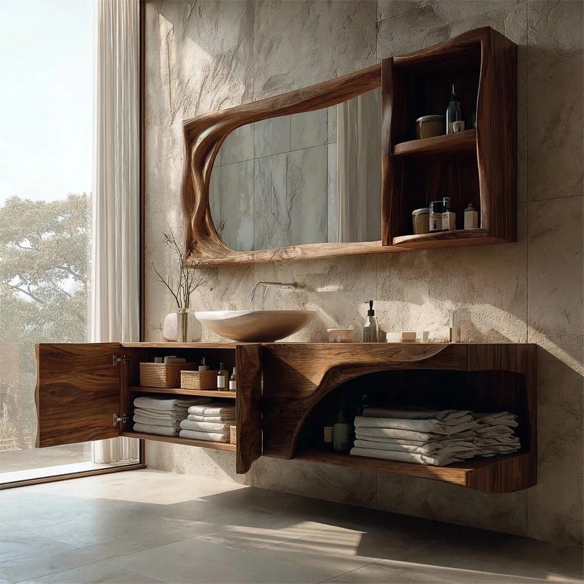 Handcrafted wood vanity with vessel sink – handcrafted wood bathroom vanity