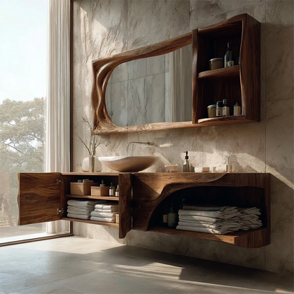 Handcrafted wood vanity with vessel sink – handcrafted wood bathroom vanity