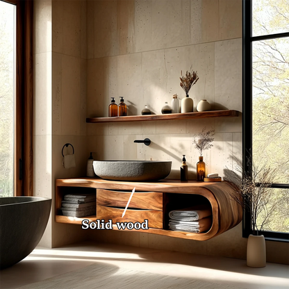 Minimal floating cabinet in brown tone – floating bathroom cabinet