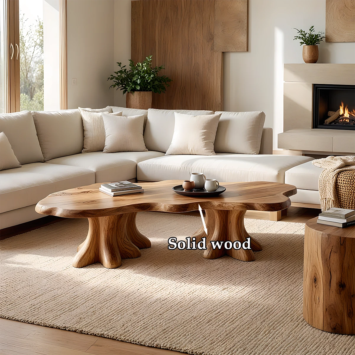 Designer brown coffee table with compact block shape