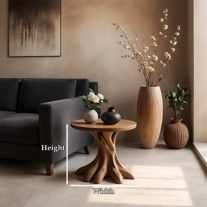 With its walnut color design, the accent table blends sculptural detail and modern style