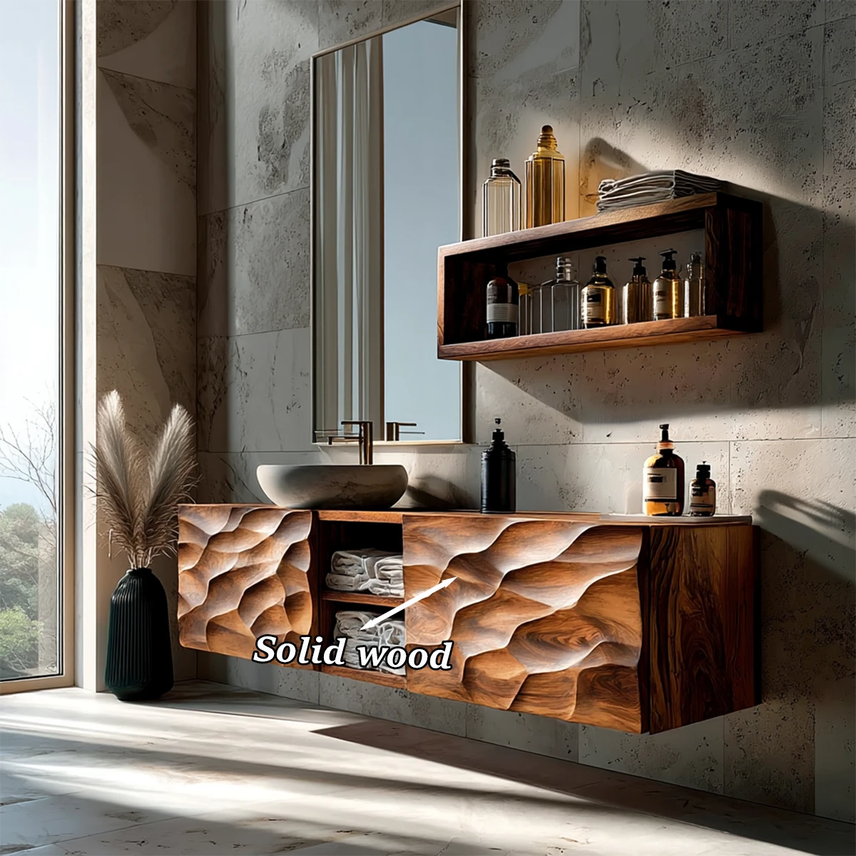 Modern textured bathroom cabinet – floating bathroom cabinet