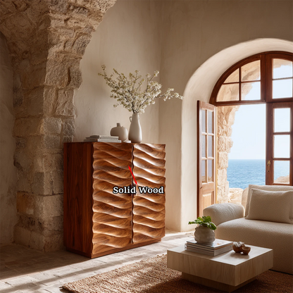 Modern buffet cabinet with sculptural front texture for contemporary living room spaces
