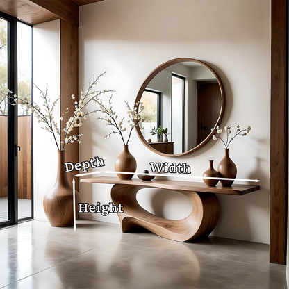 Statement walnut console table with flowing twist base