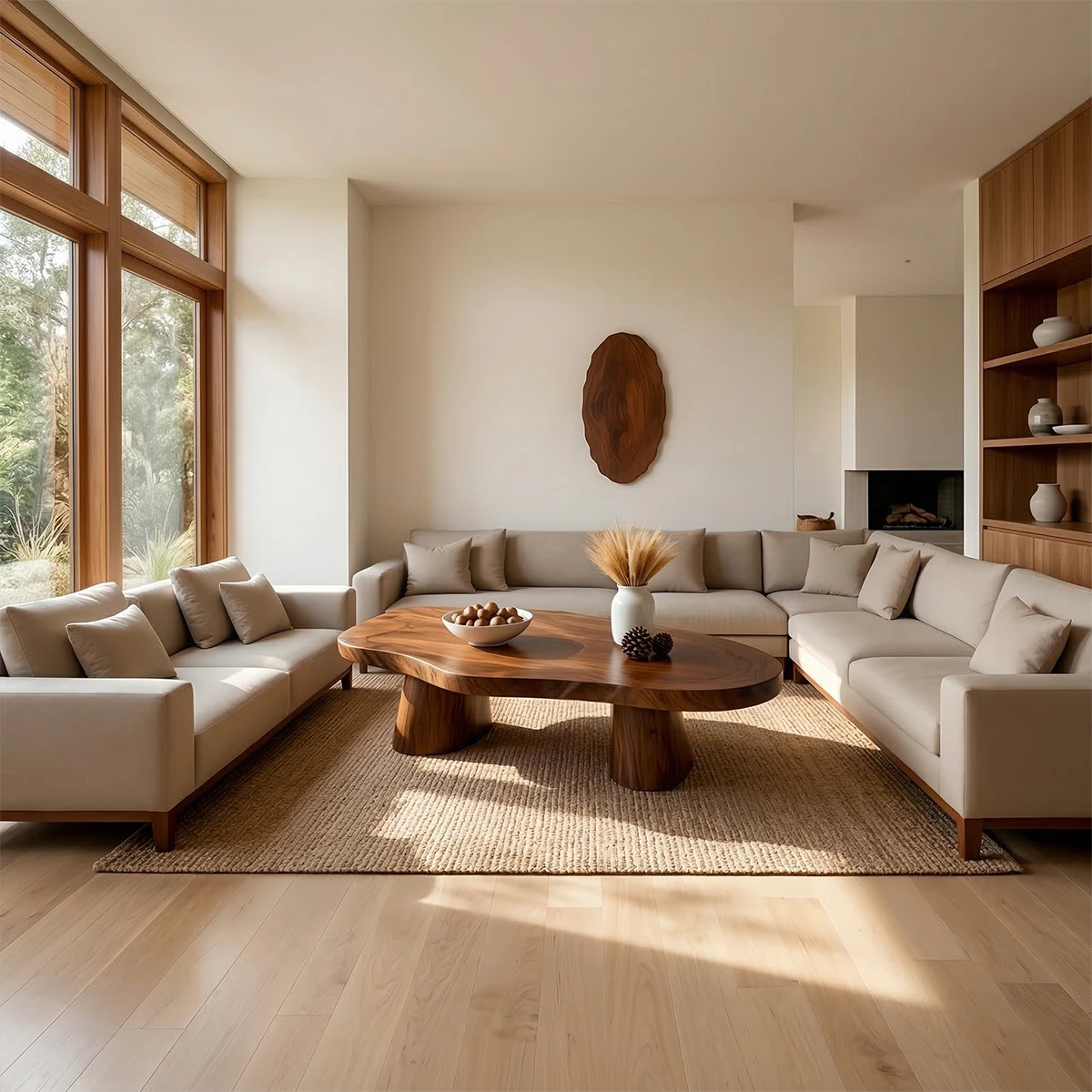 Sleek brown coffee table with extended surface