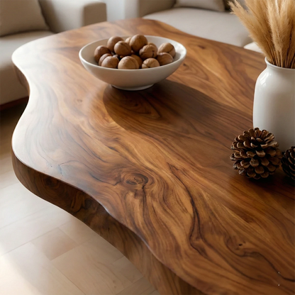 Modern brown coffee table with low height design