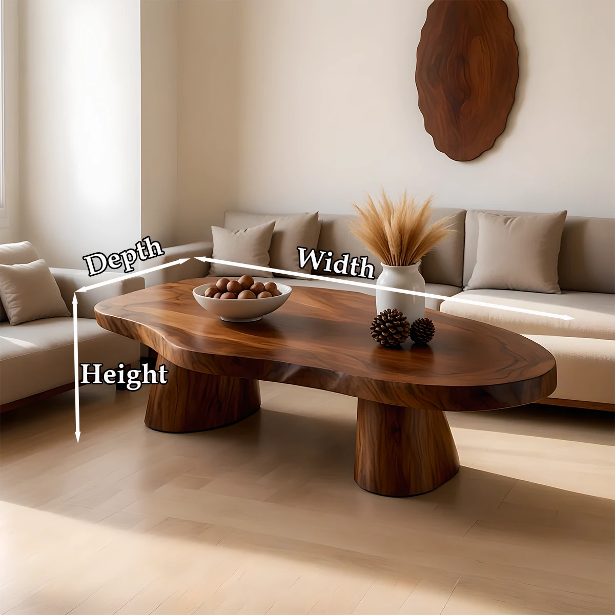 Brown coffee table with simple wide structure