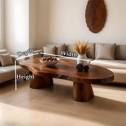 Brown coffee table with simple wide structure