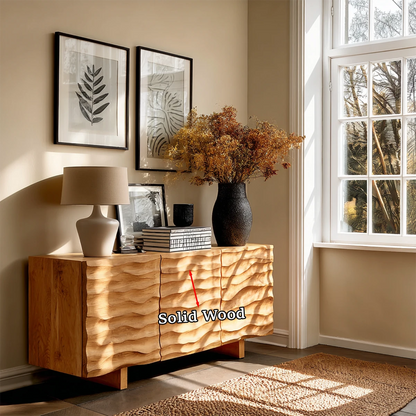 Contemporary credenza sideboard with artistic cabinet detailing and refined storage space
