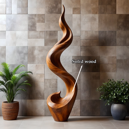 Luxury decorative floor sculpture showcasing bold artistic curves and smooth brown tone finish